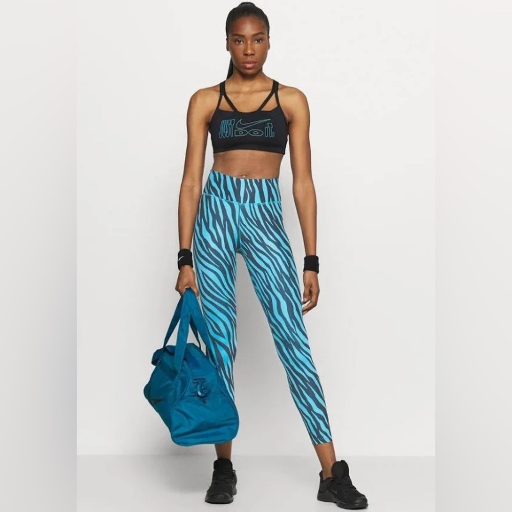 RARE! Nike One Icon Clash 7/8 Printed Leggings “Chlorine Blue White” XS NWT!
